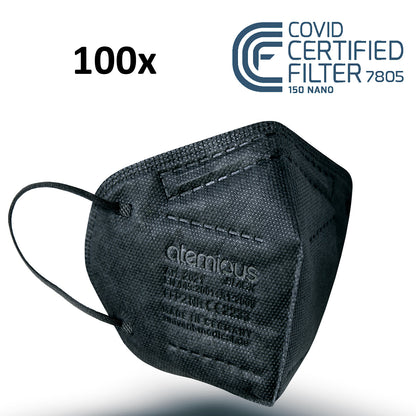atemious PRO 2 BLACK  FFP2 Maske schwarz einzeln oder lose verpackt