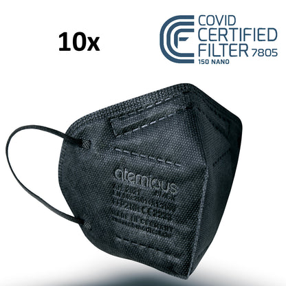 atemious PRO 2 BLACK  FFP2 Maske schwarz einzeln oder lose verpackt