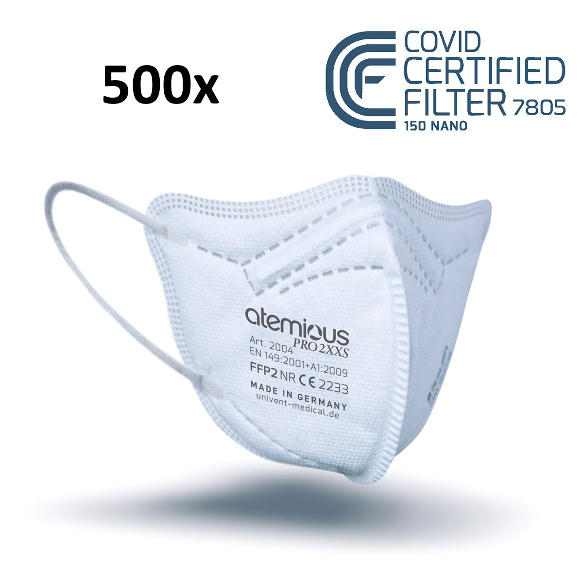 atemious PRO 2 XXS, FFP2 Maske EN149:2001+A1:2009 CE 2233 ACHTUNG! KLEINE PASSFORM