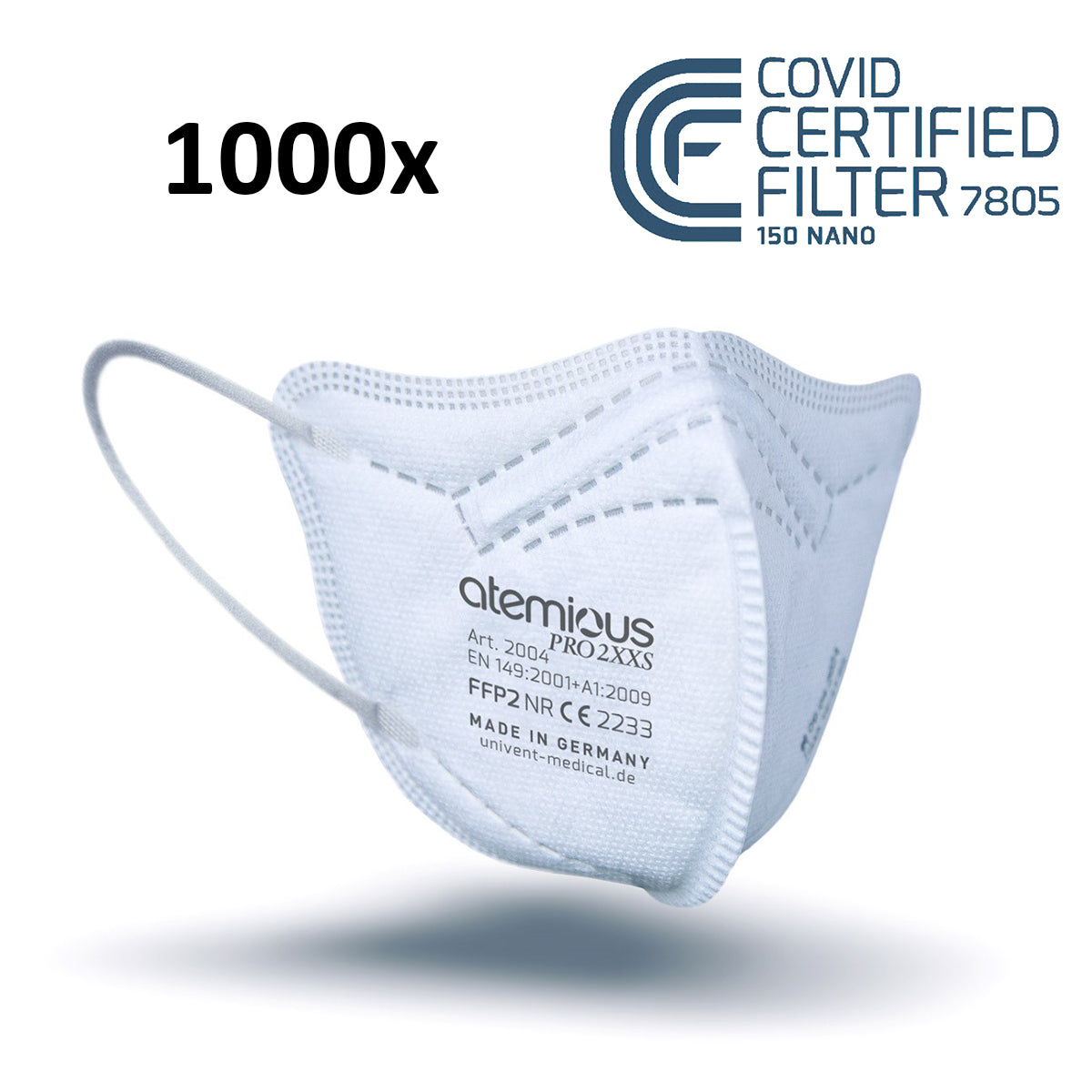 atemious PRO 2 XXS, FFP2 Maske EN149:2001+A1:2009 CE 2233 ACHTUNG! KLEINE PASSFORM
