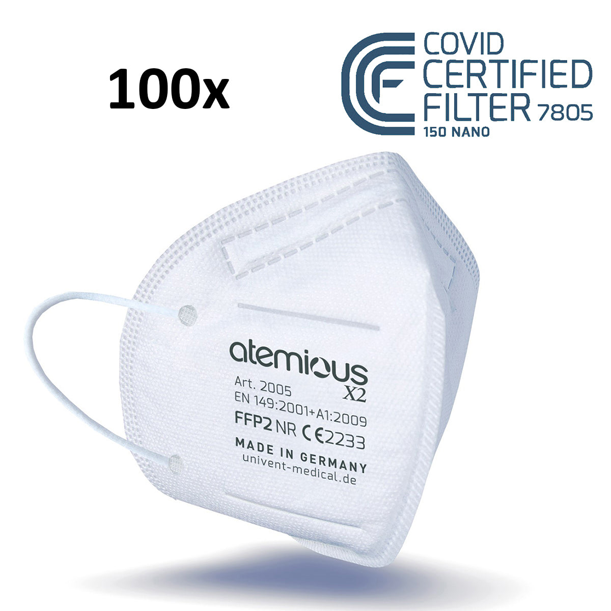 atemious X2  FFP2 Atemschutzmaske Made in Germany einzeln oder lose verpackt