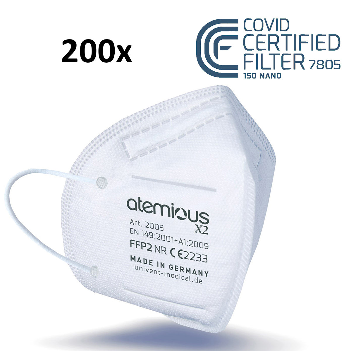 atemious X2  FFP2 Atemschutzmaske Made in Germany einzeln oder lose verpackt