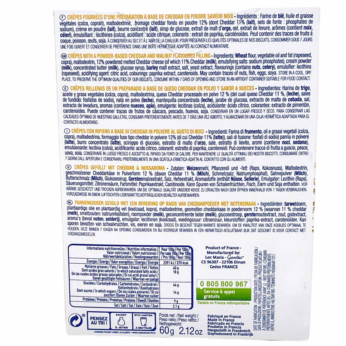 Gavottes Crêpes Fourrées Mini Pfannkuchen gefüllt mit Cheddar und Walnüssen