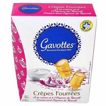 Gavottes Crêpes  Mini Pfannkuchen gefüllt  mit Sahne und Zwiebel von Roscoff AOP
