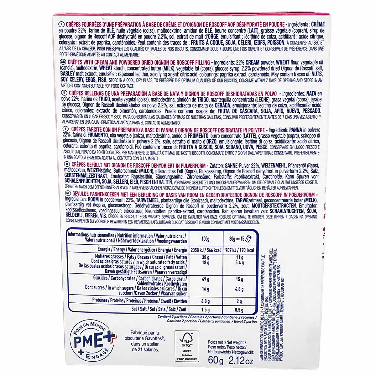 Gavottes Crêpes  Mini Pfannkuchen gefüllt  mit Sahne und Zwiebel von Roscoff AOP