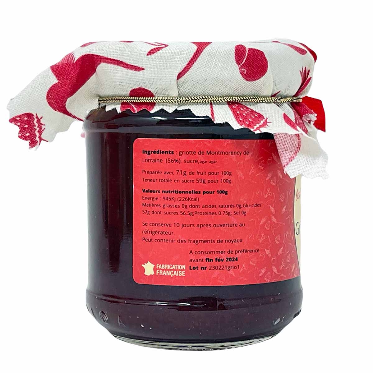 LES CONFITURES DE LA HOUBE Konfitüre Morello Kirsche aus Montmorency de Lorraine 220 Gramm
