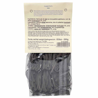 Pâtes Fabre Gourmet Tagliatelle mit Sepia Pâtes au Noir de Sepia 250g aus Frankreich