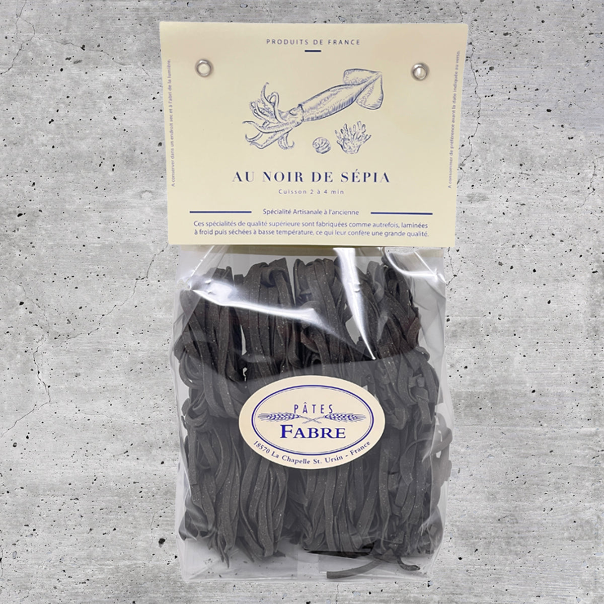 Pâtes Fabre Gourmet Tagliatelle mit Sepia Pâtes au Noir de Sepia 250g aus Frankreich