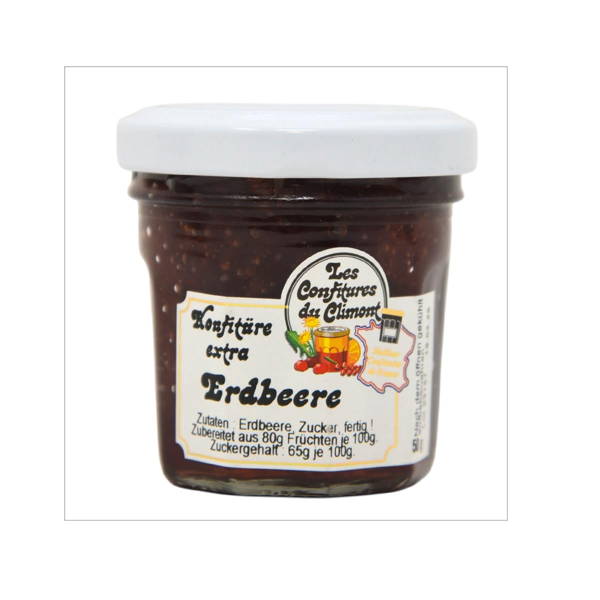Les Confitures du Climont Erdbeere Konfitüre extra 50g – Handgemacht aus dem Elsass