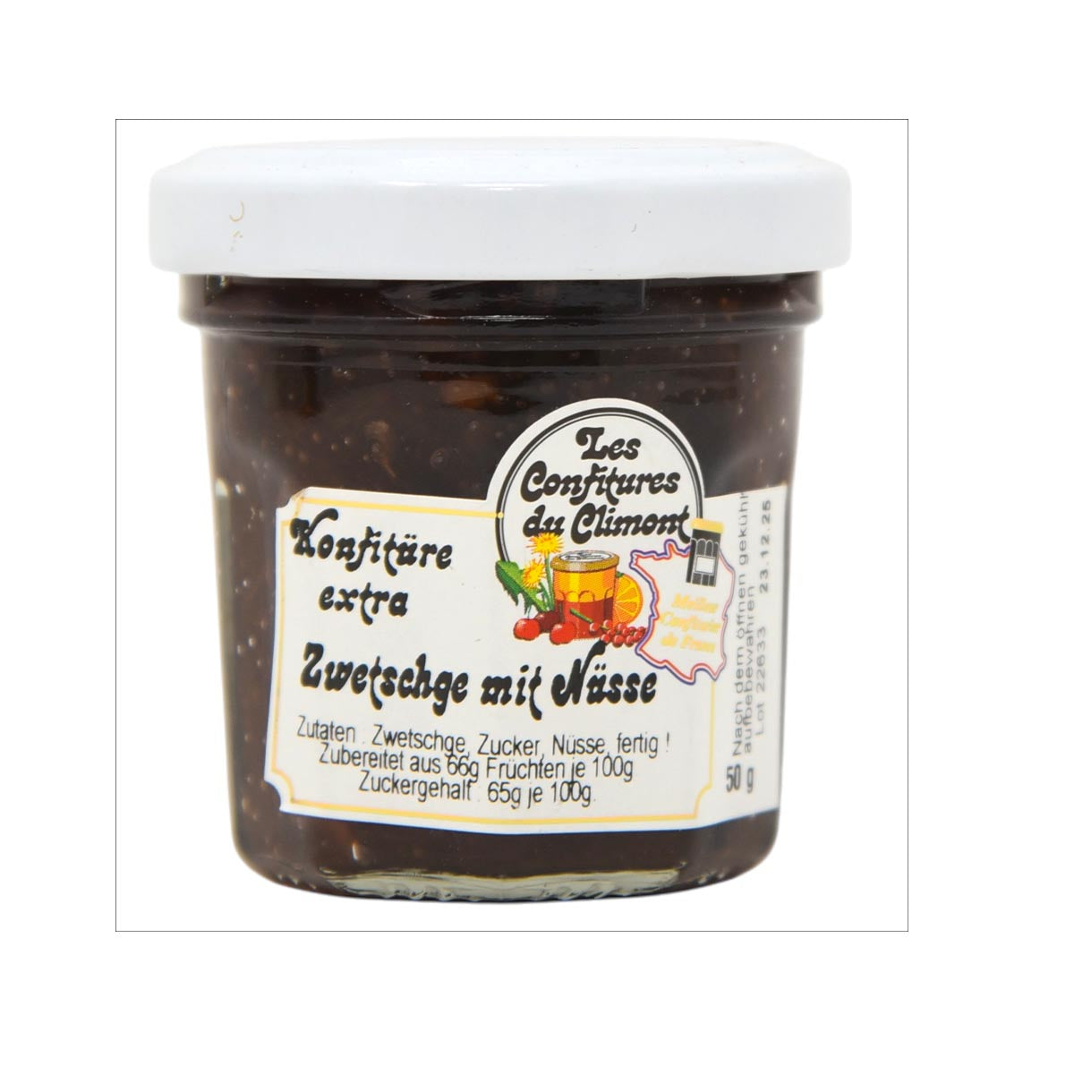 Les Confitures du Climont Zwetschge-Nüsse Konfitüre Extra 50g aus dem Elsass