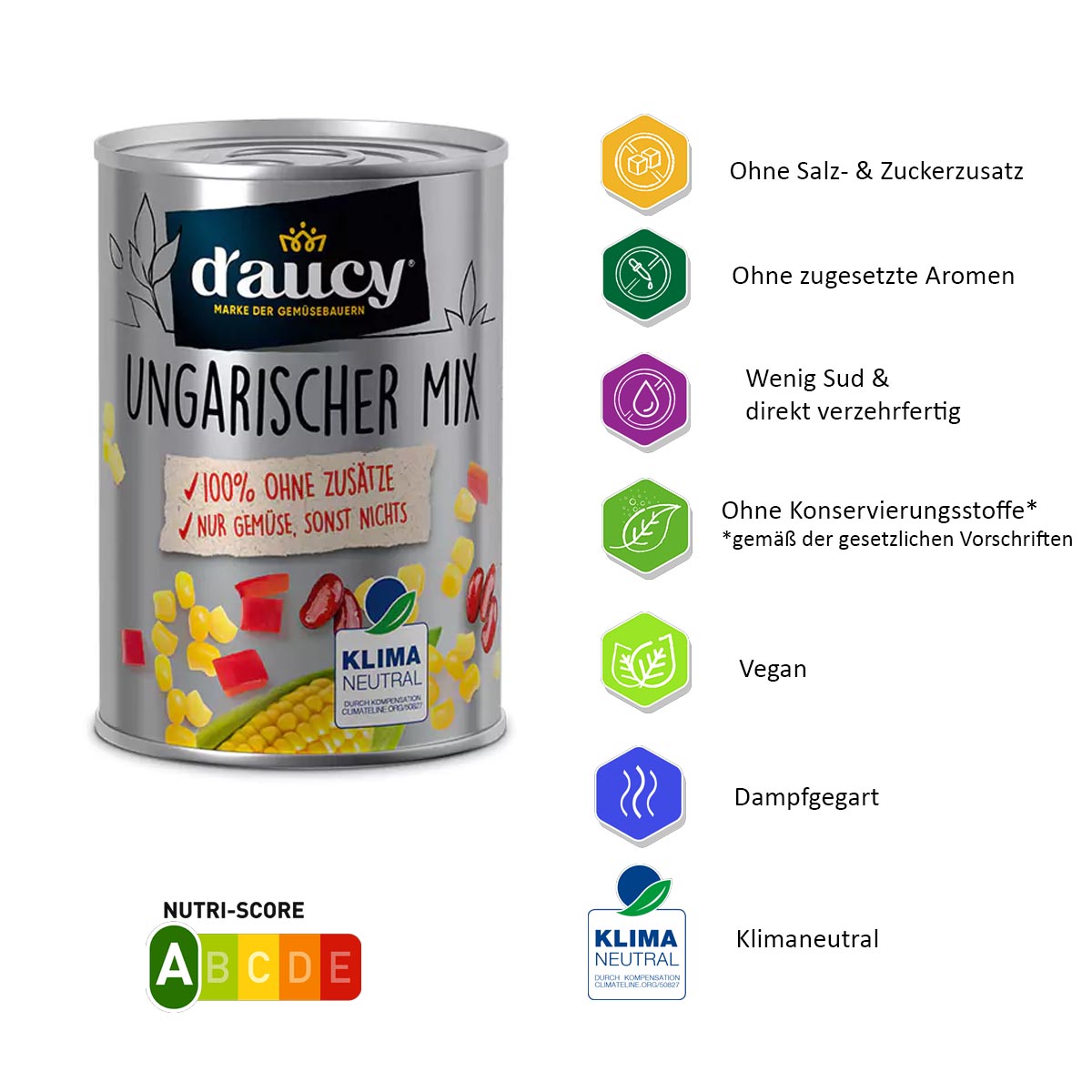 d'aucy Ungarischer Mix - -- 100% ohne Salz und Zuckerzusatz,    6x285g Dose