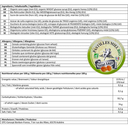 Saint-Ange Bio-Honig-Pastillen – Handgefertigte Pastillen aus Frankreich, 50g