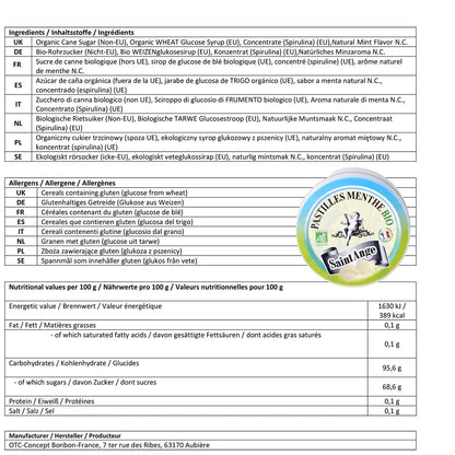 Saint-Ange Bio-Minz-Pastillen – Handgefertigte Minzpastillen aus Frankreich, 50g