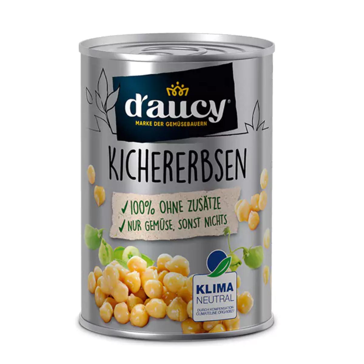 d'aucy Kichererbsen, 285g Dose, ohne Salz & Zucker, ohne Konservierungsstoffe