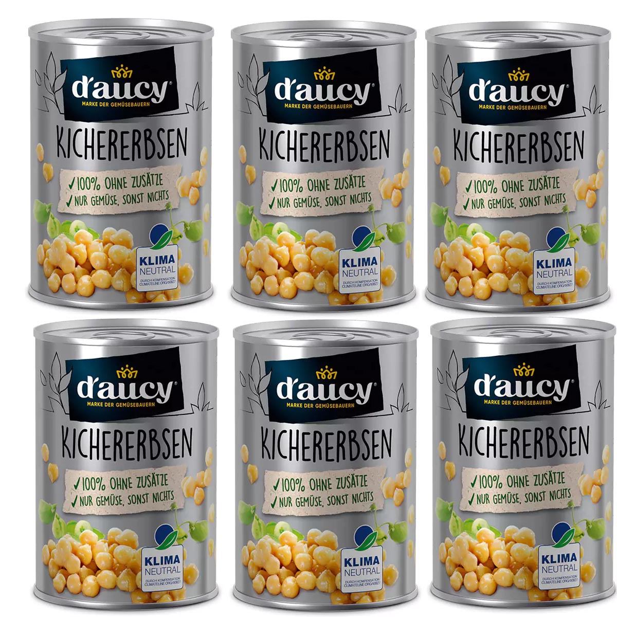 d'aucy Kichererbsen, 285g Dose, ohne Salz & Zucker, ohne Konservierungsstoffe