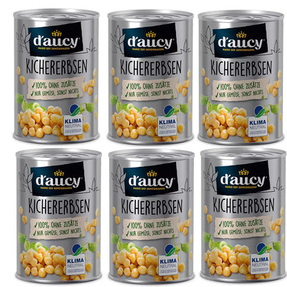 d'aucy Kichererbsen, 285g Dose, ohne Salz & Zucker, ohne Konservierungsstoffe