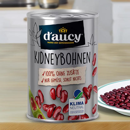 d'aucy Rote Kidneybohnen 6x285g – 100% natürlich ohne Salz und Zuckerzusatz