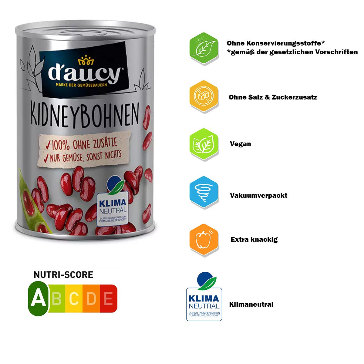 d'aucy Rote Kidneybohnen: Natürliche Vielfalt ohne Salz und Zuckerzusatz