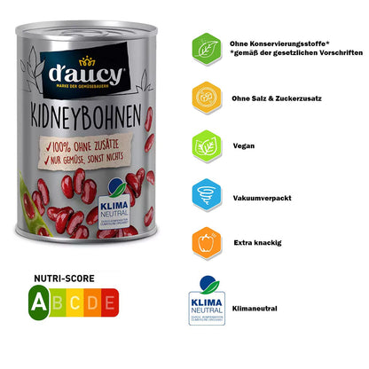 d'aucy Rote Kidneybohnen: Natürliche Vielfalt ohne Salz und Zuckerzusatz