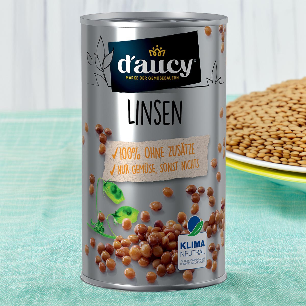 d'aucy Linsen – 285g Dose, Ohne Salz & Zucker, Ohne Konservierungsstoffe