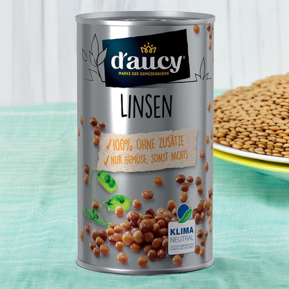 d'aucy Linsen – 285g Dose, Ohne Salz & Zucker, Ohne Konservierungsstoffe