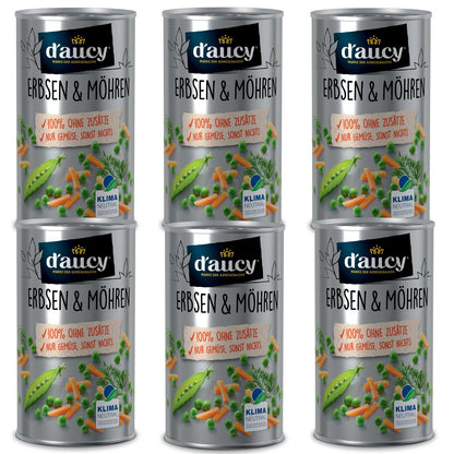 d'aucy Erbsen & Möhrchen: Natürliche Frische ohne Salz und Zuckerzusatz