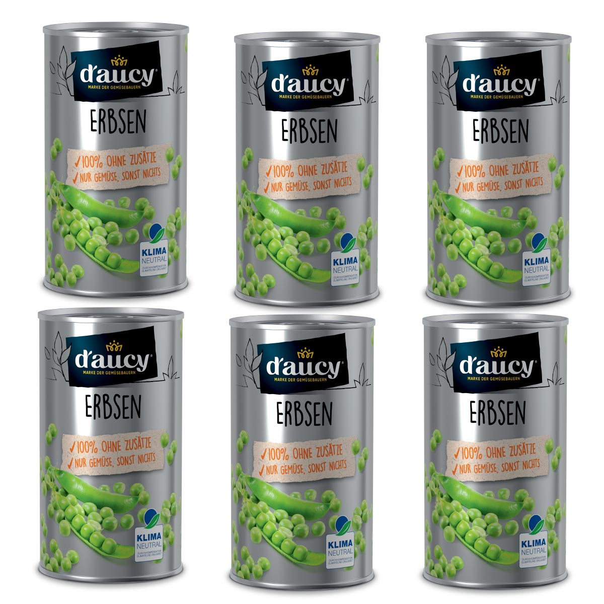 d'aucy Erbsen: Natürliche Frische ohne Salz und Zuckerzusatz