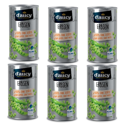 d'aucy Erbsen: Natürliche Frische ohne Salz und Zuckerzusatz