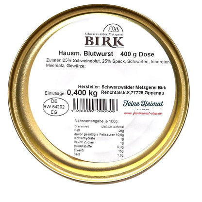 Schwarzwälder Metzgerei Birk Dosenwurst Hausmacher Blutwurst aus eigener Herstellung