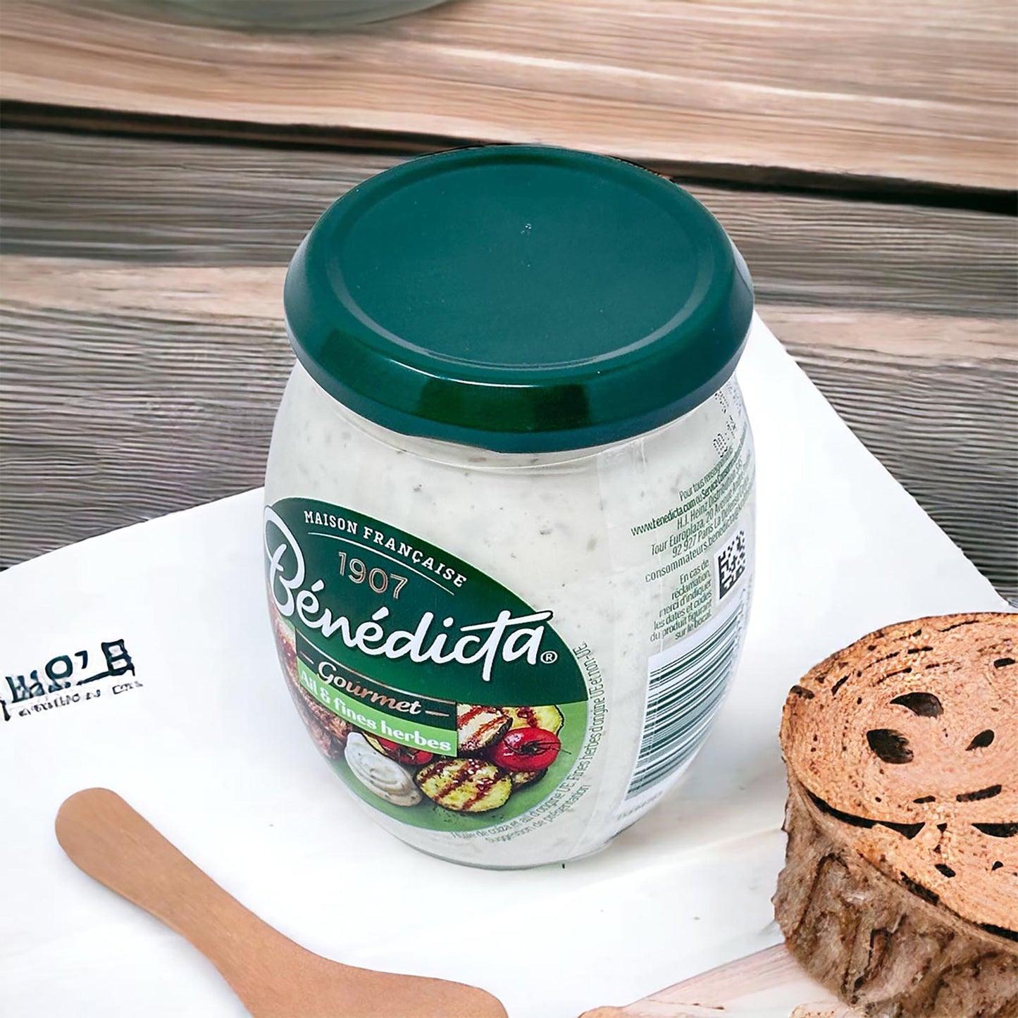 Bénédicta Gourmet Ail & fines herbes Sauce 260 g Glas cremige Knoblauch-Kräuter-Sauce französische Spezialität ideal zu Fleisch Gemüse und Grillgerichten