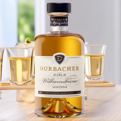 Durbacher Edle Williamsbirne – Edler Birnenbrand 40% Vol. 0,5L – Hochwertiger Obstbrand