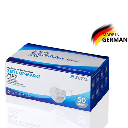 ZETTL OP-Maske PLUS TYP II , Medizinische Gesichtsmaske DIN EN 14683  Made in Germany