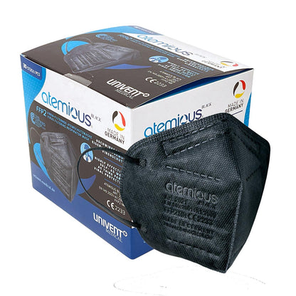 atemious PRO 2 BLACK FFP2 Maske – Schwarz, einzeln oder lose verpackt, Made in Germany