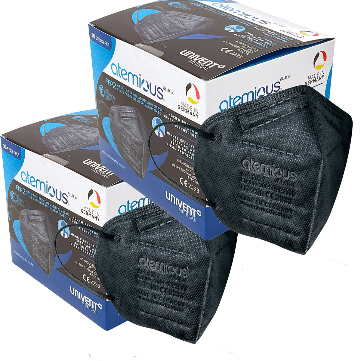 atemious PRO 2 BLACK  FFP2 Maske schwarz einzeln oder lose verpackt
