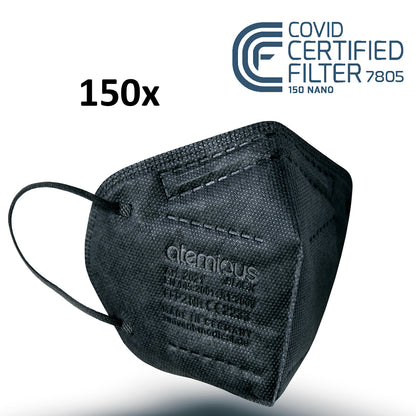 atemious PRO 2 BLACK  FFP2 Maske schwarz einzeln oder lose verpackt