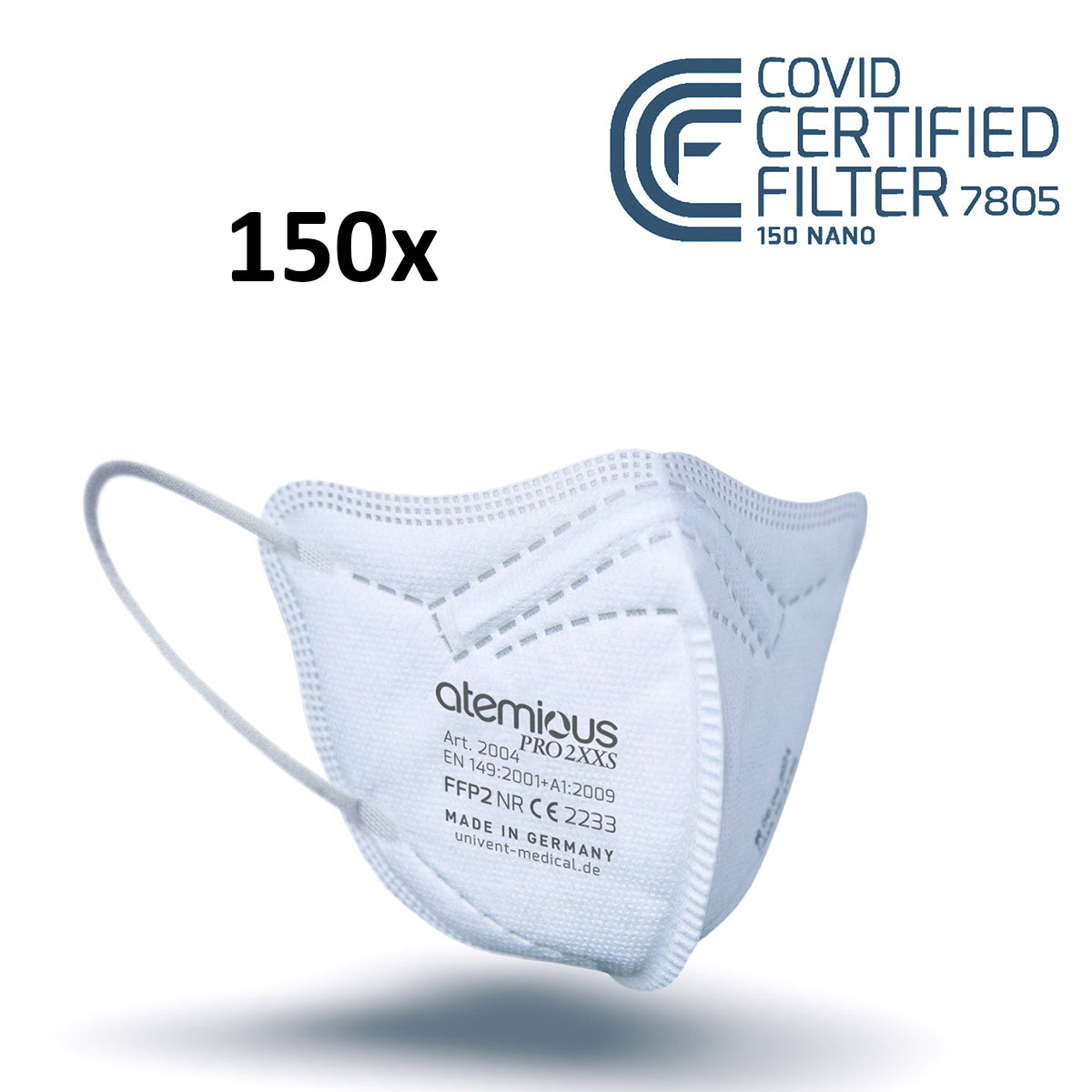 atemious PRO 2 XXS, FFP2 Maske EN149:2001+A1:2009 CE 2233 ACHTUNG! KLEINE PASSFORM