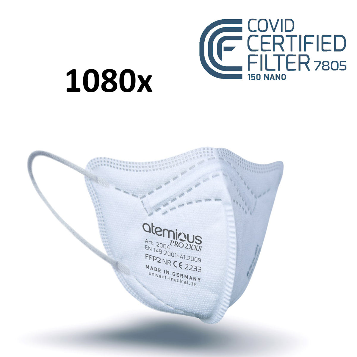 atemious PRO 2 XXS, FFP2 Maske EN149:2001+A1:2009 CE 2233 ACHTUNG! KLEINE PASSFORM