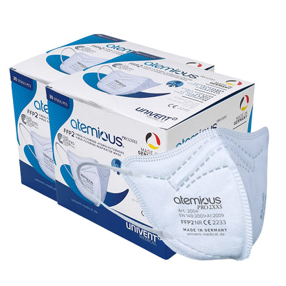 atemious PRO 2 XXS, FFP2 Maske EN149:2001+A1:2009 CE 2233 ACHTUNG! KLEINE PASSFORM