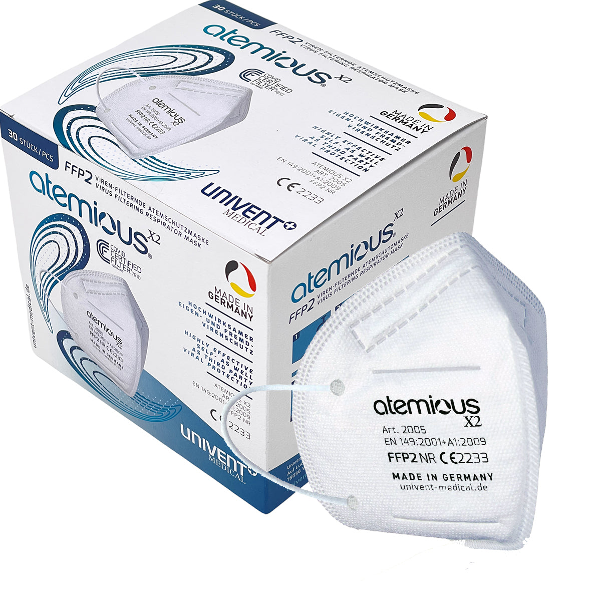 atemious X2  FFP2 Atemschutzmaske Made in Germany einzeln oder lose verpackt