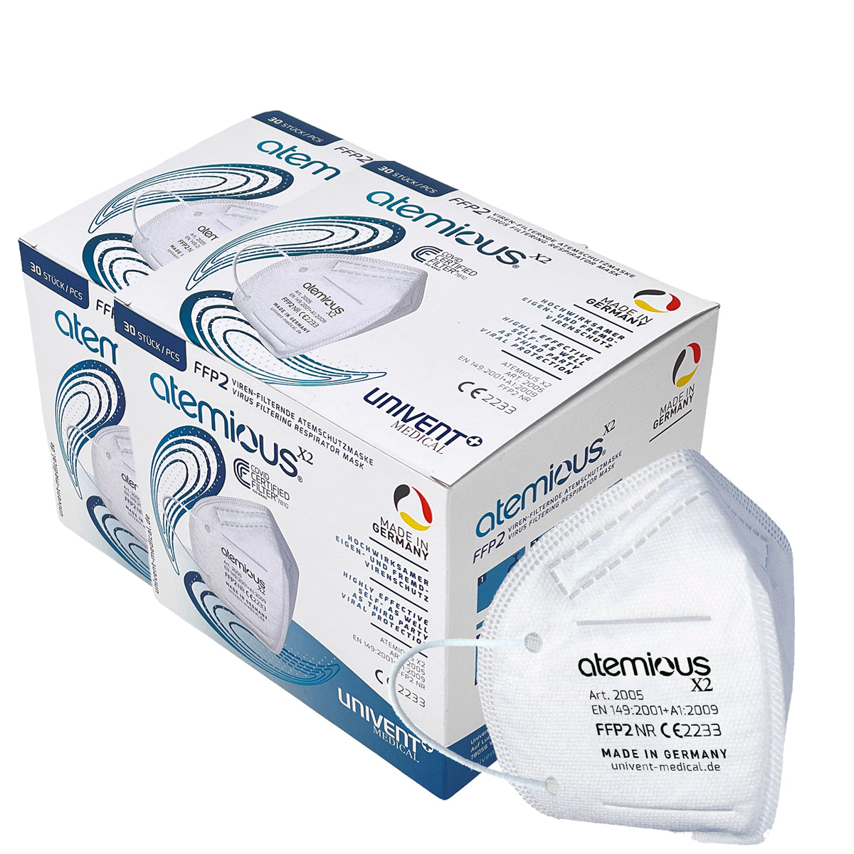 atemious X2  FFP2 Atemschutzmaske Made in Germany einzeln oder lose verpackt