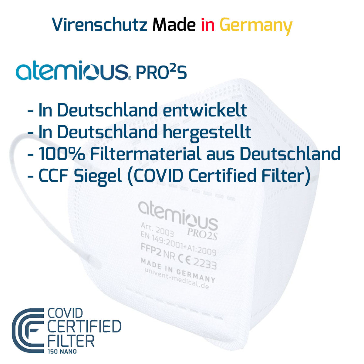atemious PRO 2S, FFP2 Maske EN 149:2001+A1:2009 CE 2233  (Herstellernummer: 2003)
