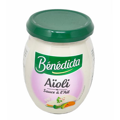 Bénédicta Aioli Sauce à l’Ail im 260 g Glas, cremige französische Knoblauchmayonnaise, Vorderansicht der Verpackung