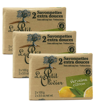 Le Petit Olivier Seife Zitrone Eisenkraut & Olivenöl – 3er Pack (2x100g) aus Frankreich