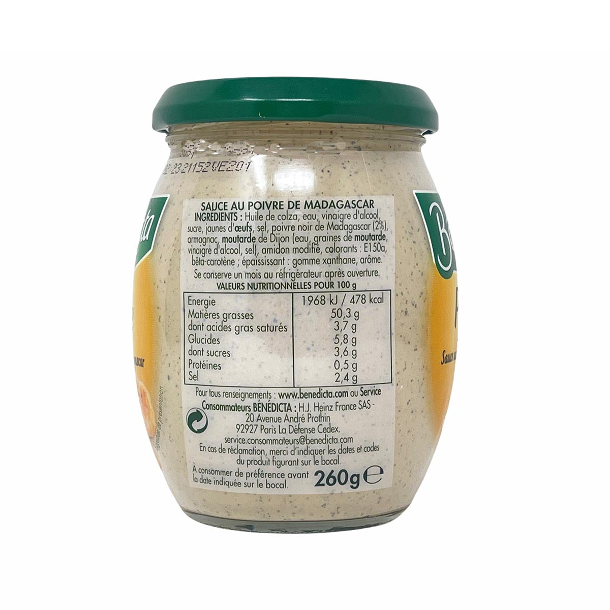 Bénédicta Sauce au Poivre de Madagascar – Intensive Pfeffersauce im 260g Glas