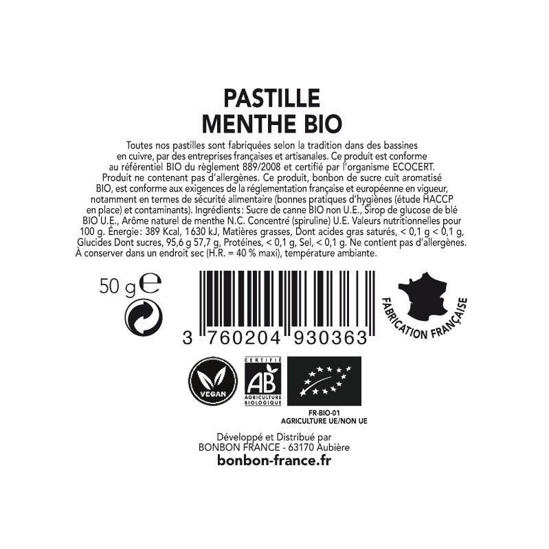 Saint-Ange Bio-Minz-Pastillen – Handgefertigte Minzpastillen aus Frankreich, 50g