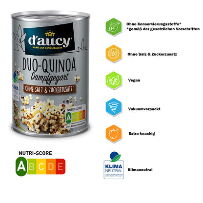 d'aucy Duo-Quinoa, 110g Dose – Salz- & Zuckerfrei, Ohne Konservierungsstoffe