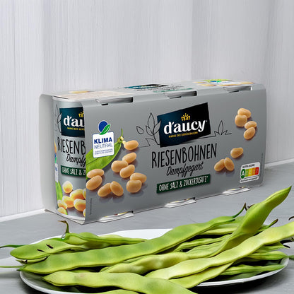 d'aucy Weiße Riesenbohnen 3x110g – Natürlich Frisch, Ohne Salz & Zuckerzusatz