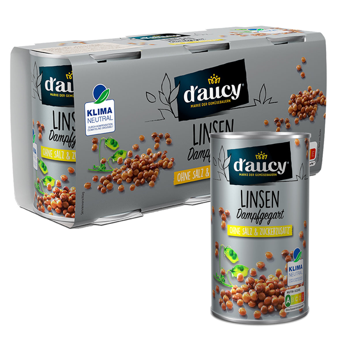 d'aucy Linsen, 3x110g Dosen, ohne Salz & Zucker, ohne Konservierungsstoffe