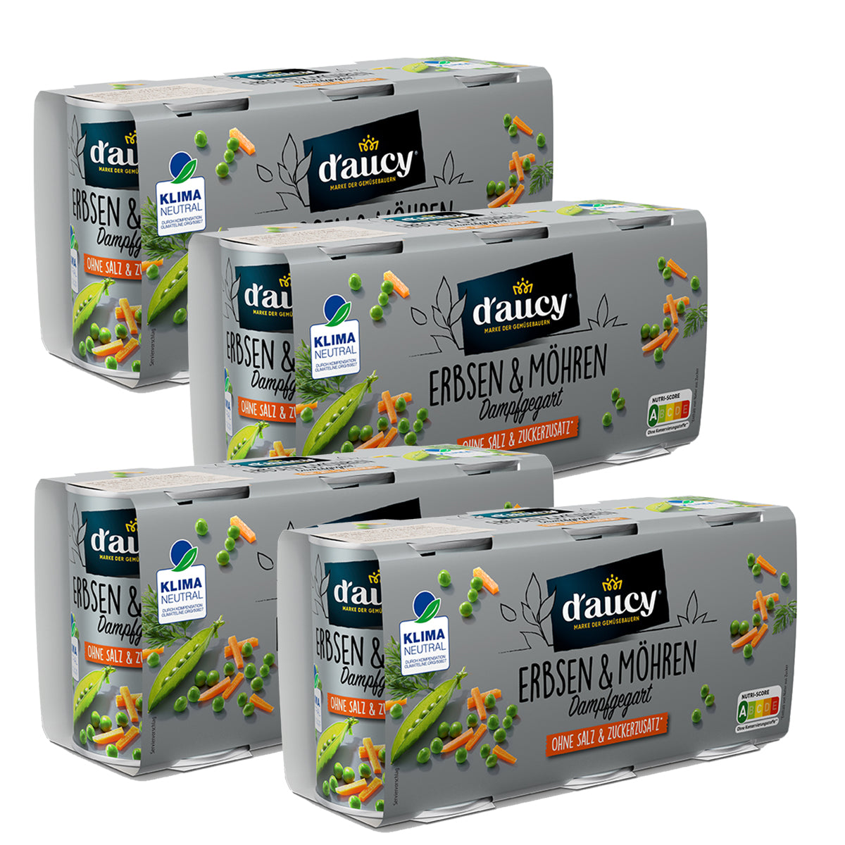 d'aucy Erbsen & Möhrchen, 3x110g Dosen, ohne Salz & Zucker, ohne Konservierungsstoffe