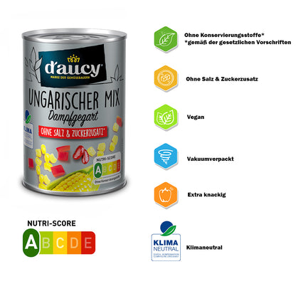 d'aucy Ungarischer Mix, 3x110g Dosen, ohne Salz & Zucker, ohne Konservierungsstoffe
